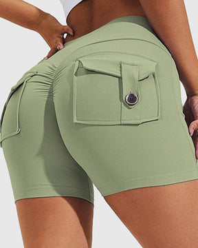 Women's Yoga Shorts Hip Lift Cargo Back Pockets