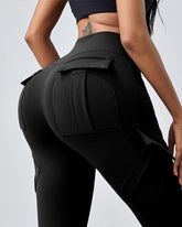 Tight Nude High Waist Hip Lifting Cargo Flared Yoga Pants