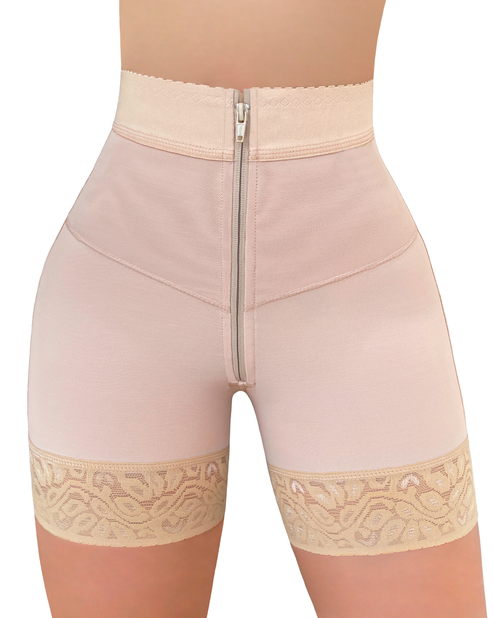 Butt Lifting Shapewear Hook Zipper Closure Tummy Control Shorts