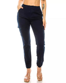 Women's High Waist Slim Fit Cargo Pants Casual Elastic Waistband Tapered Sweatpants