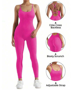 Women's Seamless High Elasticity Cami Sport Jumpsuit Tummy Control One-Piece Romper