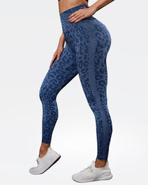 Seamless leopard Print Yoga Pants for Outer Wear, High Waist Tummy Control Peach Butt Lift