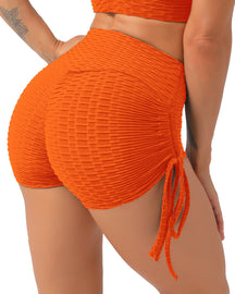 Women's Anti-cellulite High Waist Jacquard Sexy Butt Drawstring Yoga Shorts