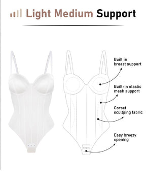 Women's Corset Thong Tummy Control Butt Lift Bodysuit Shapewear With Wired-Cup Bra (Pre-Sale)