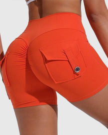 Women's Yoga Shorts Hip Lift Cargo Back Pockets