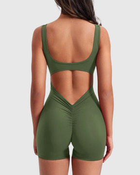 Sexy Backless One-shoulder Sleeveless Three-quarter Pants Bodysuit