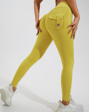 Peach Hip Fitness Leggings with Cargo Pockets