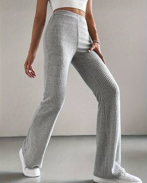 Solid Color Ribbed Knitted Flared Pants Versatile Casual Pants