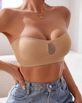 Mesh Sheer Strapless Bras Full Coverage Bandeau Crop Tube Bralette