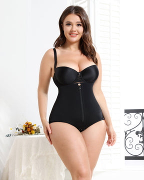 Black Women's Open Bust Shapewear Body Shaper with Zipper