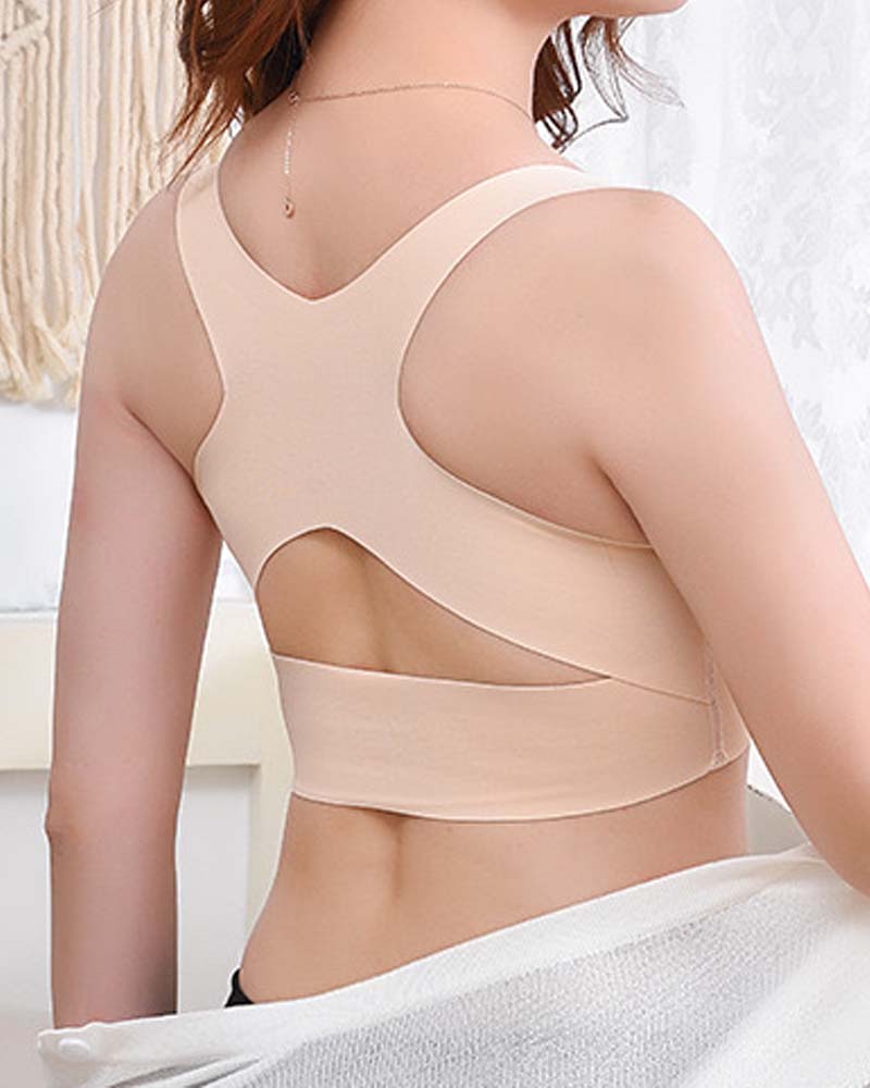 Women's Seamless Invisible Front Buckle Wireless Corrective Hunchback Push-Up Bra