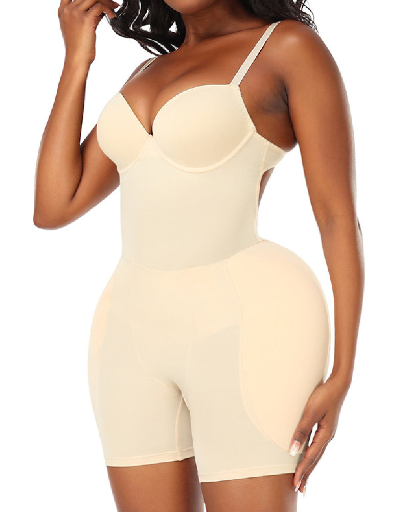 Women's Hip Enhancer Hourglass Backless Push Up Shapewear With Detachable Sponge Pads