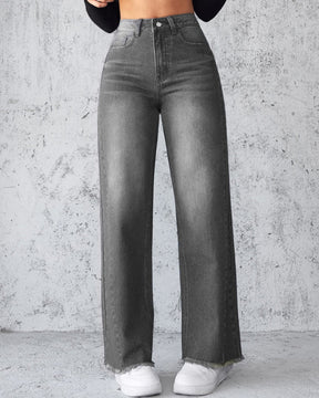 Elegant Non-stretch Straight-leg Wide-leg Jeans