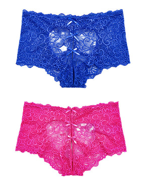 Women's Sexy Heart Hollow Jacquard Briefs Mid-Rise Lace Underwear