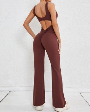 Hollow Back Sports Flared Yoga Jumpsuit