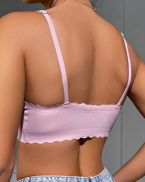 Scallop Trim Wireless Comfortable Bra Seamless Everyday Intimates Bra