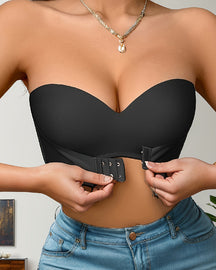 Women's Strapless Front Closure Bra Wireless Push Up Bandeau Bralette