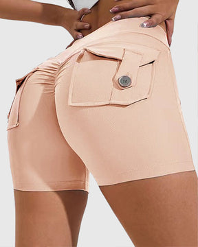 Women's Yoga Shorts Hip Lift Cargo Back Pockets