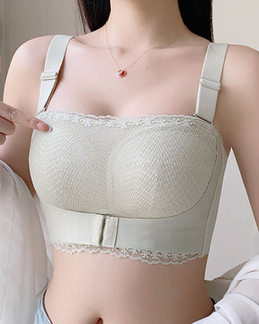 Front Button Seamless Large Size Strapless Tube Top Anti-Exposure Bra