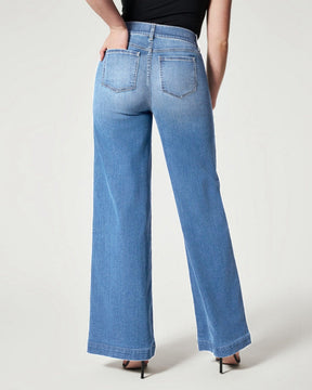 Wide-leg Mid-waist High-elastic Elastic Waist Jeans