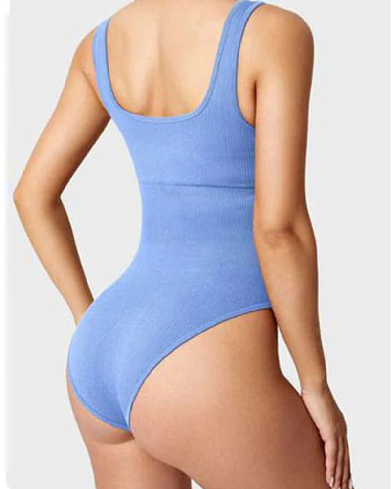 Women's Shapewear Bodysuits Sexy Ribbed Sleeveless Square Neck Tank Tops