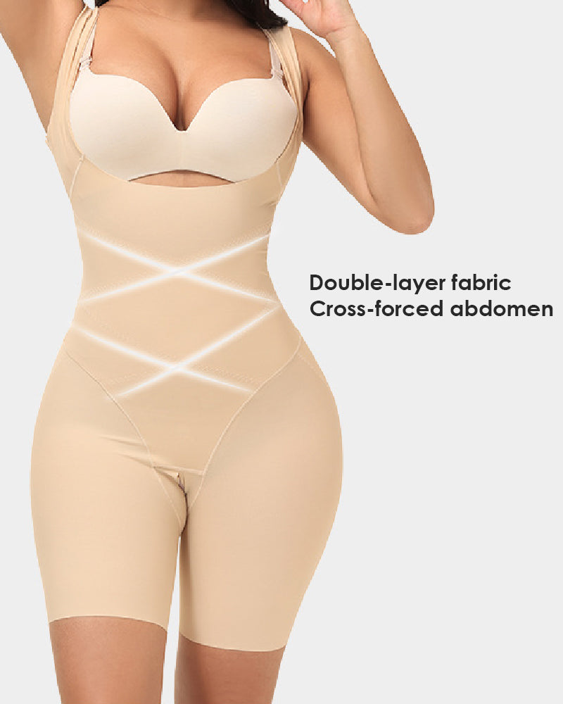 Women's Seamless Double Tummy Control Elastic Fajas Open Bust Postpartum Bodysuits