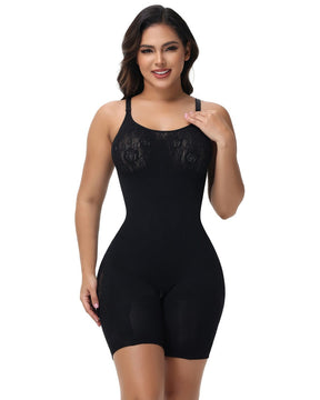 Rose Jacquard Thigh Slimmer Shapewear Seamless Sculpting Snatched Waist Bodysuit