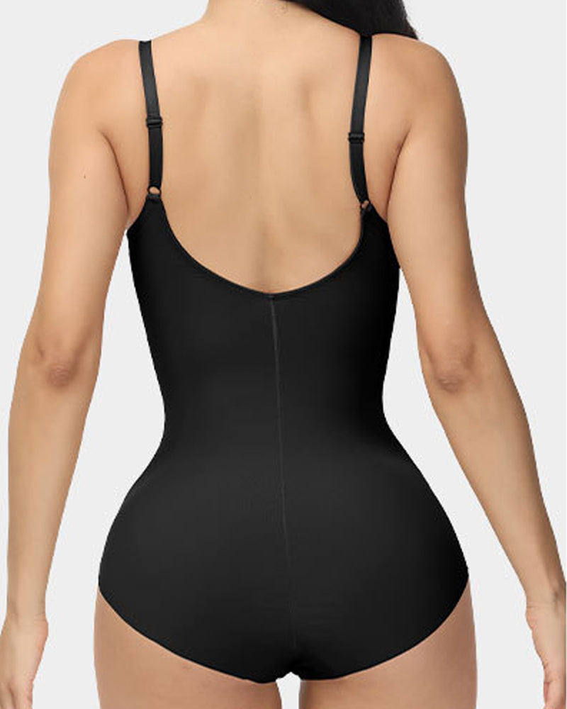 Solid Tummy Control Bodysuit Corset Seamless Shapewear With Built-in Bra