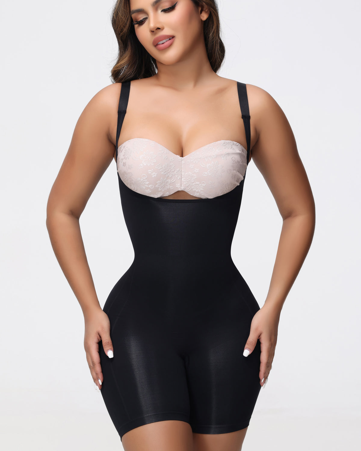 Seamless Smoothing Open Bust Bodysuit Tummy Control Body Shaper