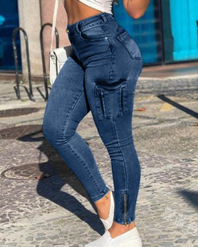 Sexy Old Fashionable Mutil-pocket Cargo Skinny Jeans