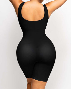 Women's Seamless Mid-Thigh Tummy Control U-Neck Bodysuit Shapewear