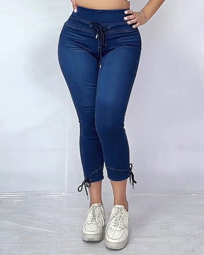 Women's Elastic Waisted Mid-Stretch High Waist Skinny Jeans