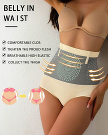 Women's Magnetic Therapy Warm Uterus Panties Seamless High Waist Abdomen Control Briefs