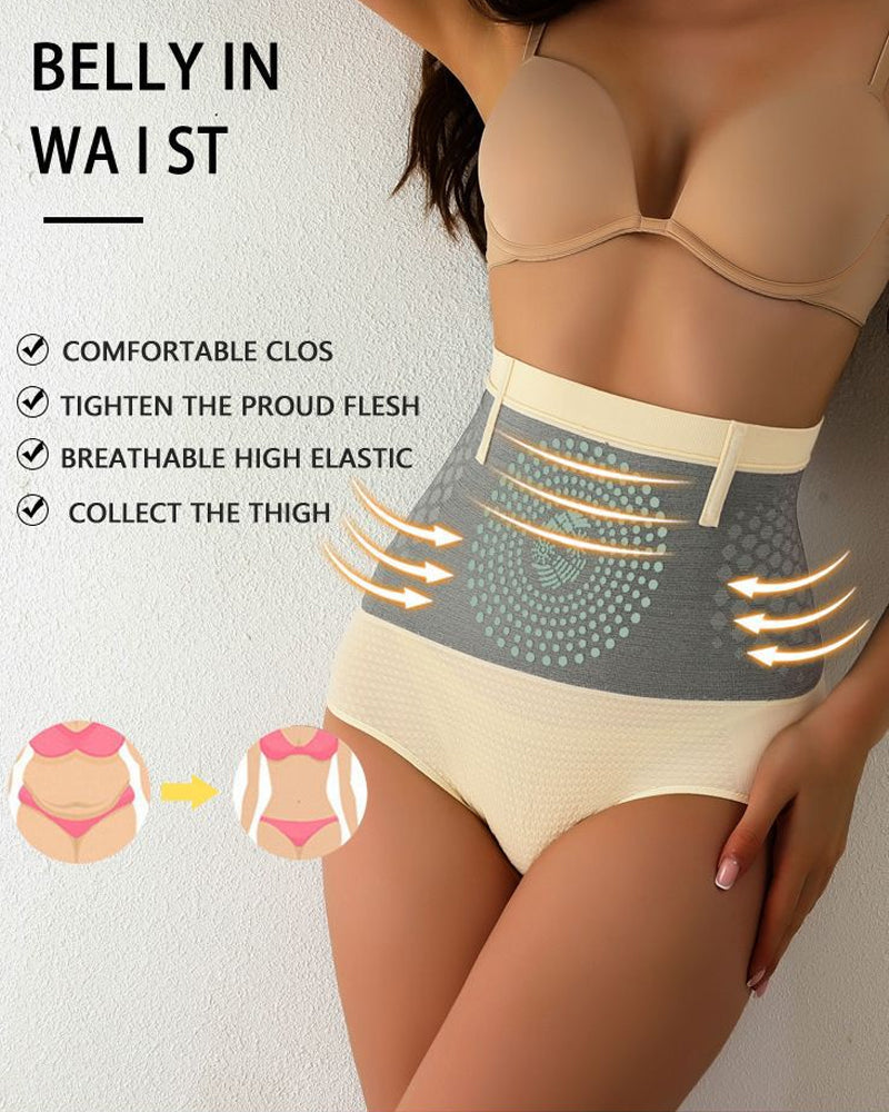 Women's Magnetic Therapy Warm Uterus Panties Seamless High Waist Abdomen Control Briefs