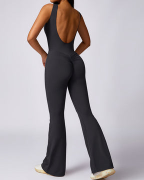 Sleeveless Peach Hip Lifting Sports Yoga Flared Jumpsuit