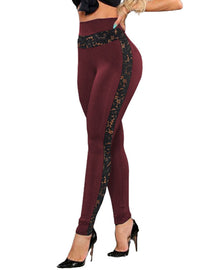 Lace High Waist Hip Lift Mesh Sheer Hollow Out Yoga Gym Jogging Trousers Legging Pants