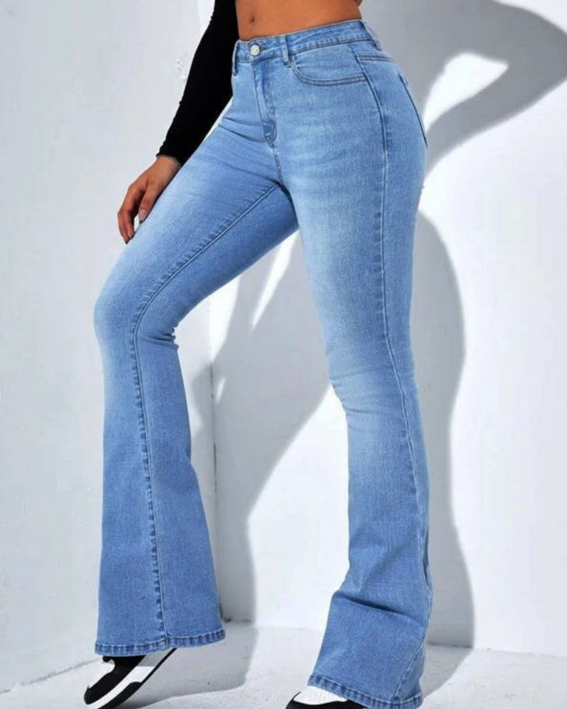 High Waist Straight Jeans Slim Fit and Versatile Elastic Flared Pants