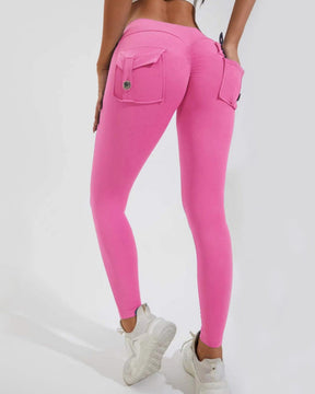 Peach Hip Fitness Leggings with Cargo Pockets