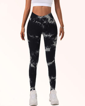 Seamless Tie Dye Stretchy Leggings Tummy Control Sports Yoga Pants