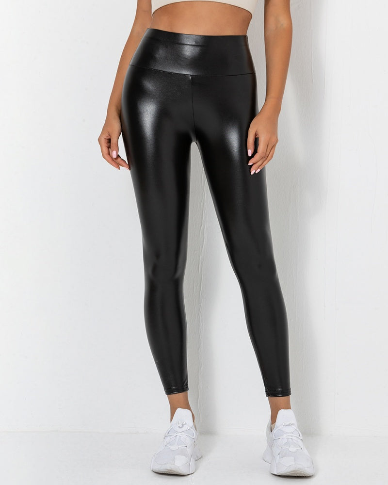 PU Shiny Leather Pants High Waist Tummy Lifting Hip Lifting Women's Leggings