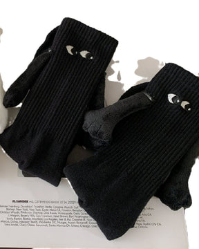 Creative Cartoon Magnetic Hands Socks Couple Unisex Embroidered Eye Mid Tube Cotton Socks