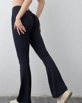 Peach Hip V Pleated Leggings Hip-lifting Yoga Flared Pants