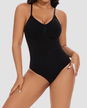 Women's Seamless Racerback Tummy Control Ribbed Solid Bodysuit Shapewear