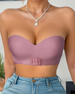 Women's Strapless Front Closure Bra Wireless Push Up Bandeau Bralette