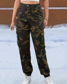 Autumn and Winter Multi-pocket Plus Velvet Warm Elastic Loose Cuff Camouflage Pants