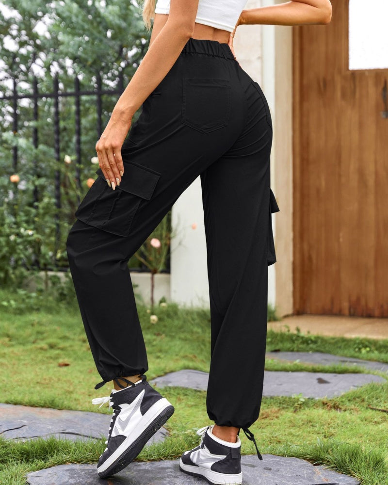 Women's Loose Casual Wide Leg High Waist Pocket Cargo Pants