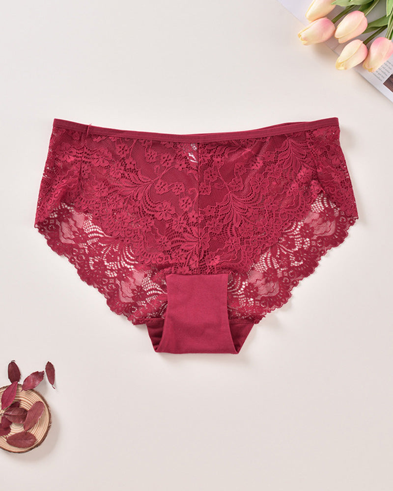 Plus Size Sexy Lace Briefs Comfortable And Breathable High Stretch Underwear