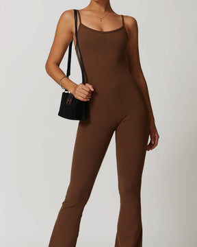 Women's Flared Trousers and Suspenders One-piece Back Hollowed-out Jumpsuit