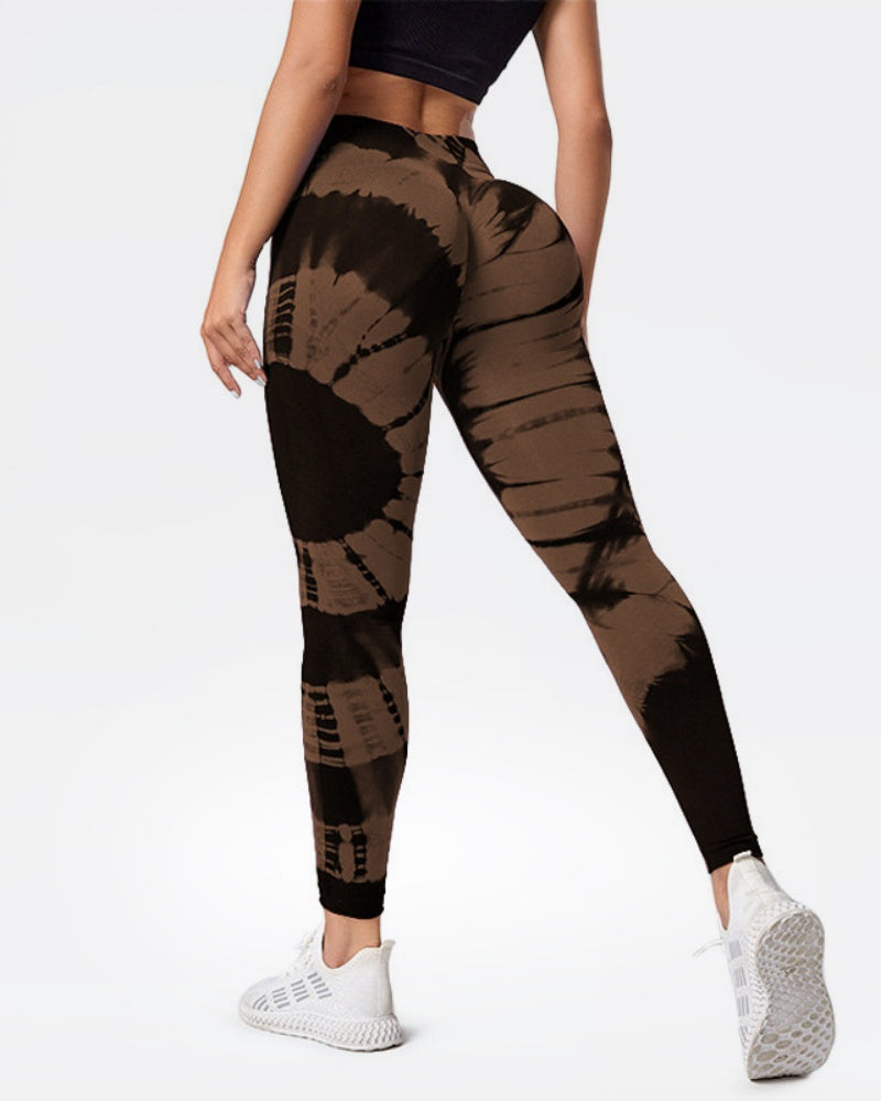 Tie-dye Printed High-waist Peach Hip-lifting Seamless Outerwear Yoga Pants