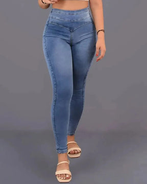 Women's High Rise Skinny Peach Hip Side Zipper Jeans